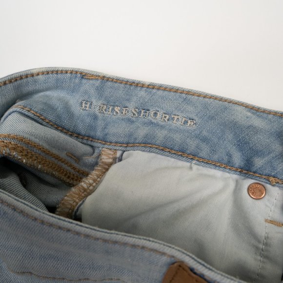 AMERICAN EAGLE Hi-Rise Shortie jean shorts Ne(x)t Level Stretch size 0 - Picture 4 of 10